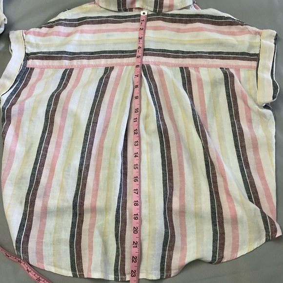 Sanctuary Short Sleeve Top Tie Front Pink Maroon & Grey Stripes Women’s Size M - Picture 8 of 9